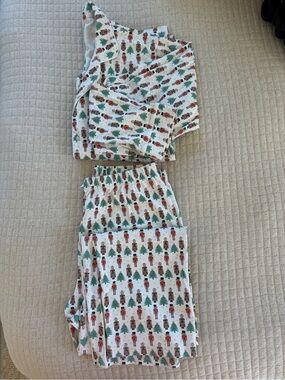 Ro’s Garden Nutcracker Print Pajama Set - White with Red & Green